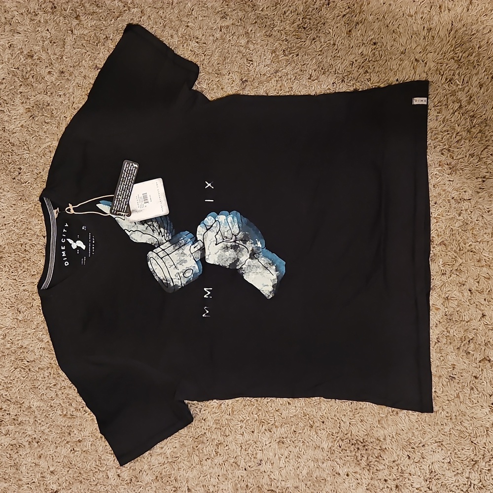 Dimecity Men's Black & White "Flying Piston" Tee by Mercury Mfg Co.